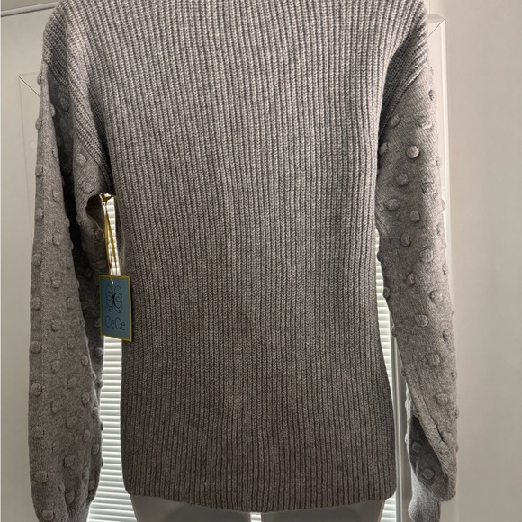 NWT CeCe Women's Bobble Stitch Sleeve Ribbed Sweater Pullover Gray Small - Picture 5 of 6